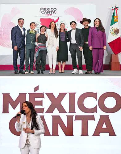 Lanza Sheinbaum segunda edición de 'México Canta' con Majo Aguilar y Junior H